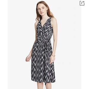 Ann Taylor Ikat belted wrap dress 8 Tall